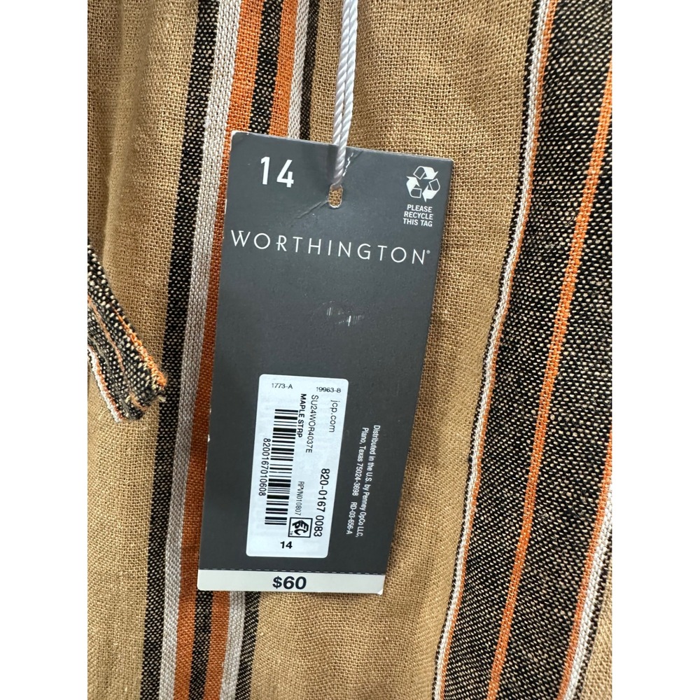 Worthington Striped Wrap Midi Skirt in Tan, Brown and Cream - Picture 5 of 9